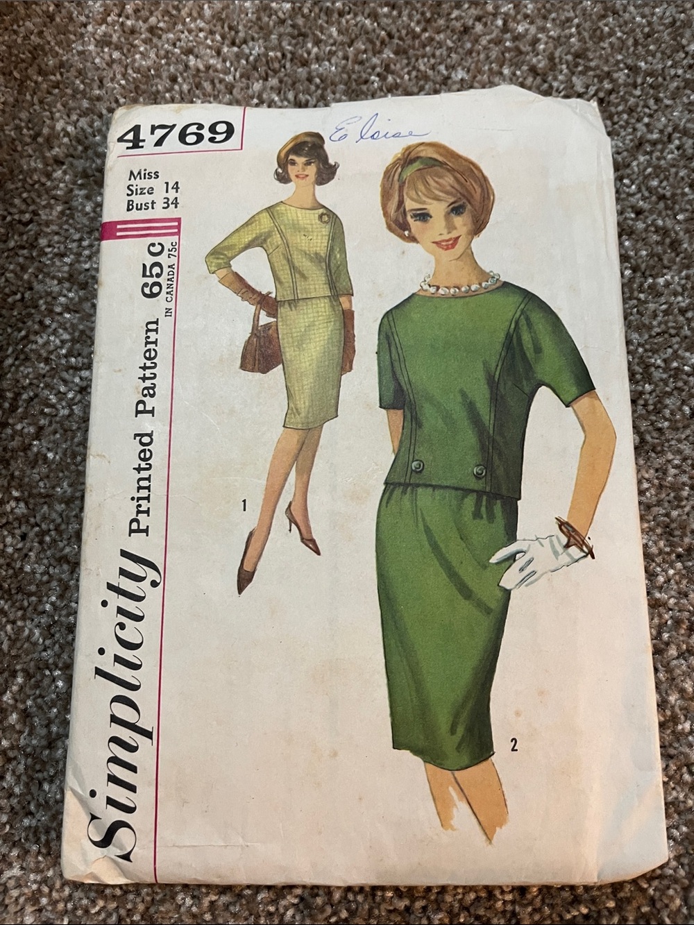 Simplicity Vintage Sewing Pattern 4769 Used but has all pieces